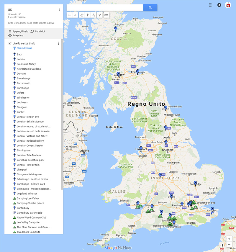 viaggio mappa UK