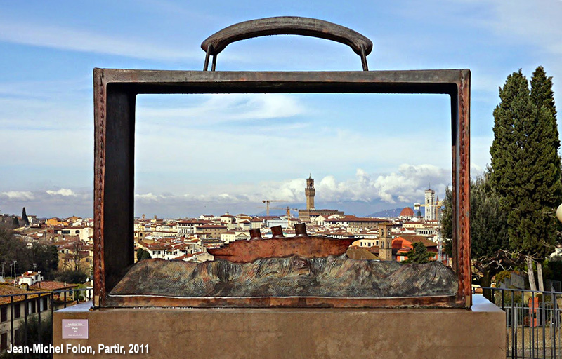 la valigia di Folon a Firenze