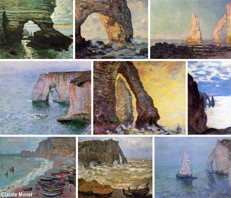 Etretat altre viste di Monet