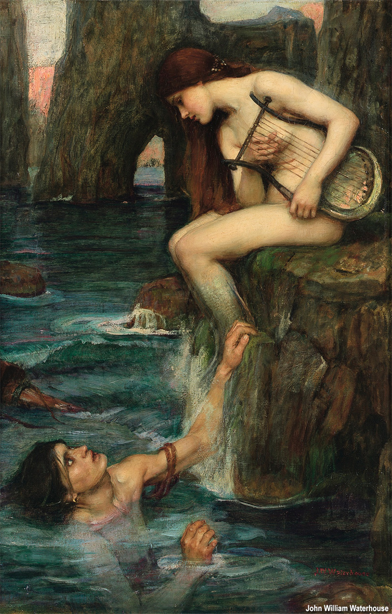 Waterhouse sirena con uomo