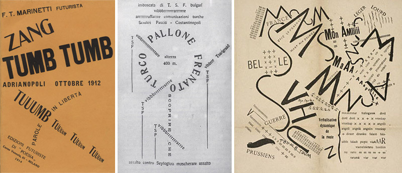 Futurist poetry Marinetti Calligram